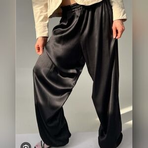 Nation LTD Black Satin Jogger Elastic Pants Size L